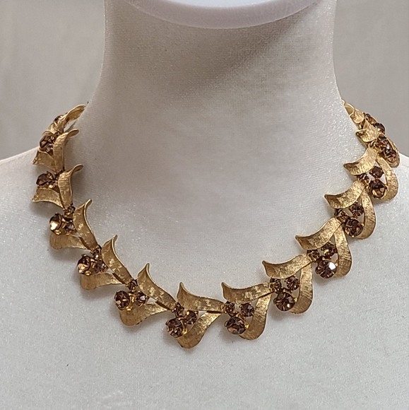 Vintage 50s Arthur Pepper Gold Tone Choker Necklace - Picture 1 of 7